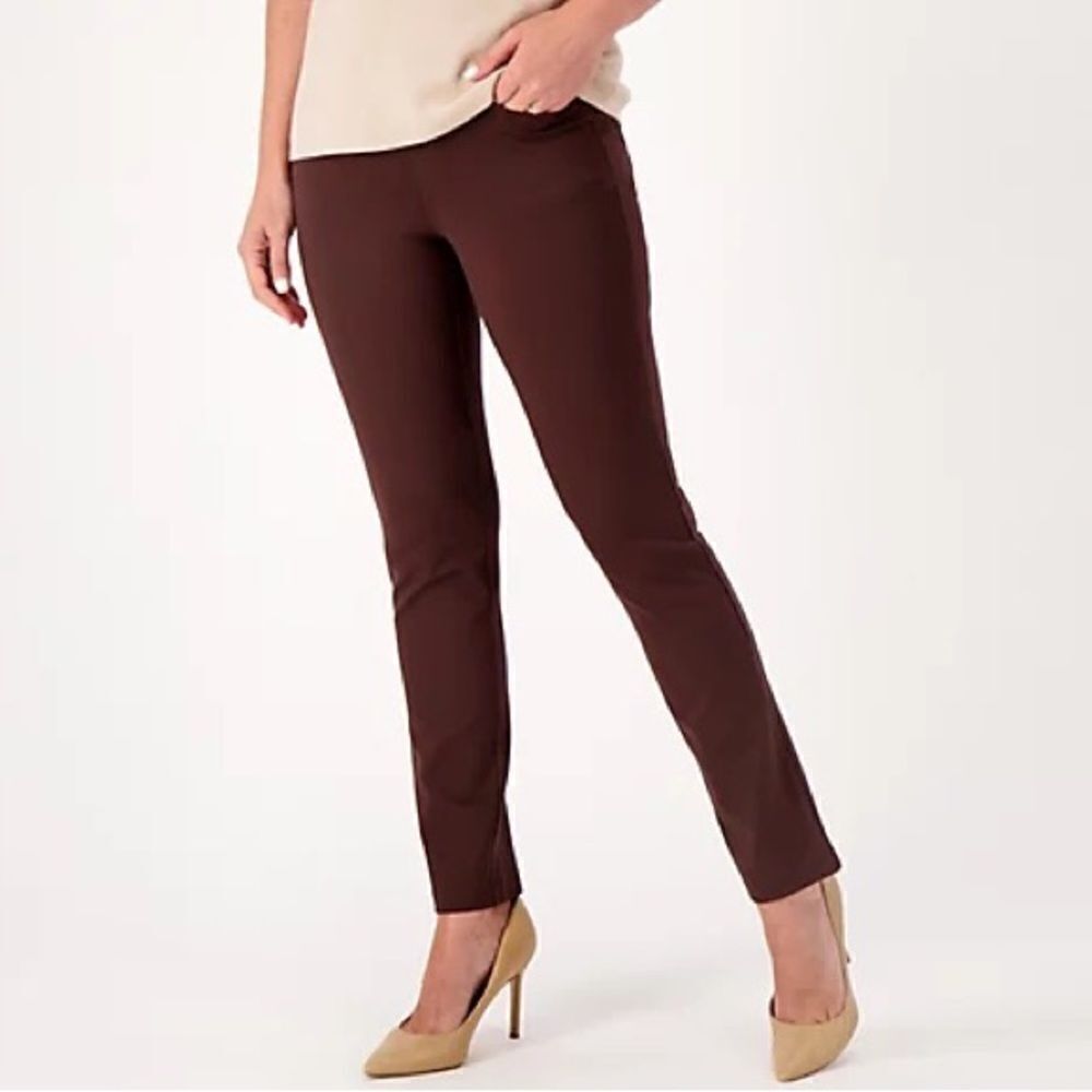 Belle by Kim Gravel Ponte Slim Straight Leg Pants